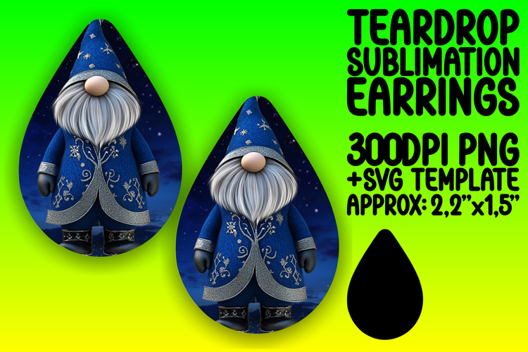 Whimsical Teardrop Earrings Design Art , Gnome