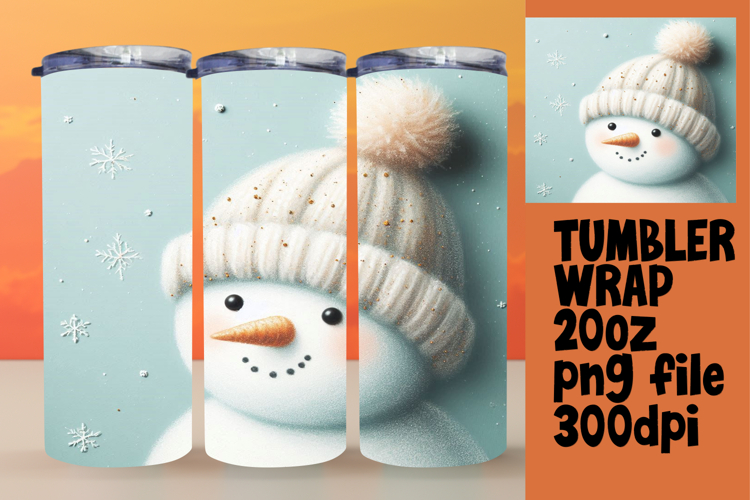 Sublimation Tumbler Template , Snowman