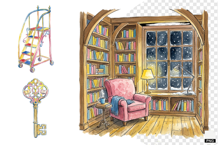 Winter Inside Library Clipart