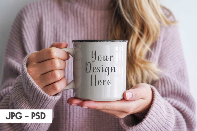 Women Holds Tumbler Mockup PSD