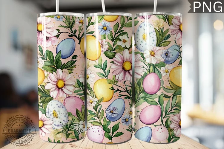Spring Easter Tumbler Wrap - High Quality 300 Dpi