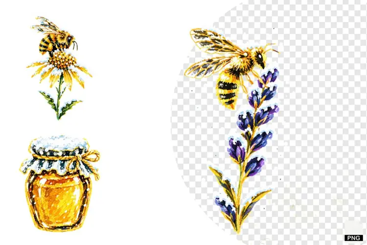 Winter Bees Garden Clipart