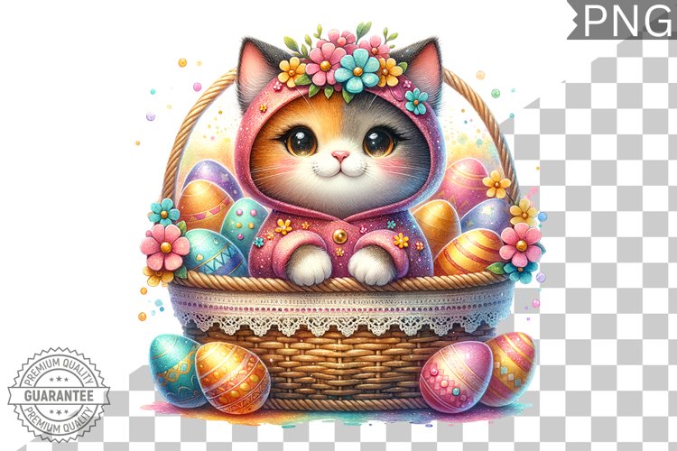 Easter Cat Sublimation - Easter Clipart PNG Design