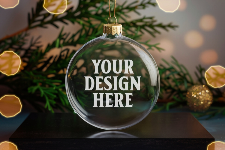 Acrylic Christmas Ornament Mockups | Clear Holiday Ornament