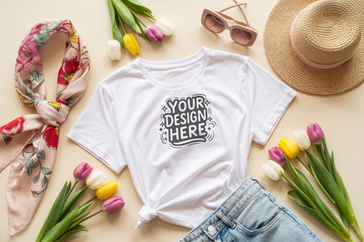 White Tshirt Mockup Image 14