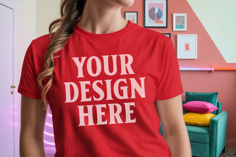Comfort Colors 1717 Red T-Shirt Mockup