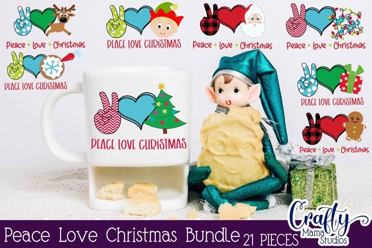 Christmas Svg, Peace Love Christmas Svg, Buffalo Plaid Kit example image 1