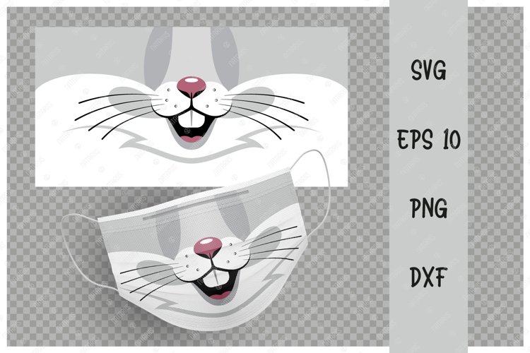 Cute Rabbit animal mouth for protective face mask. example image 1