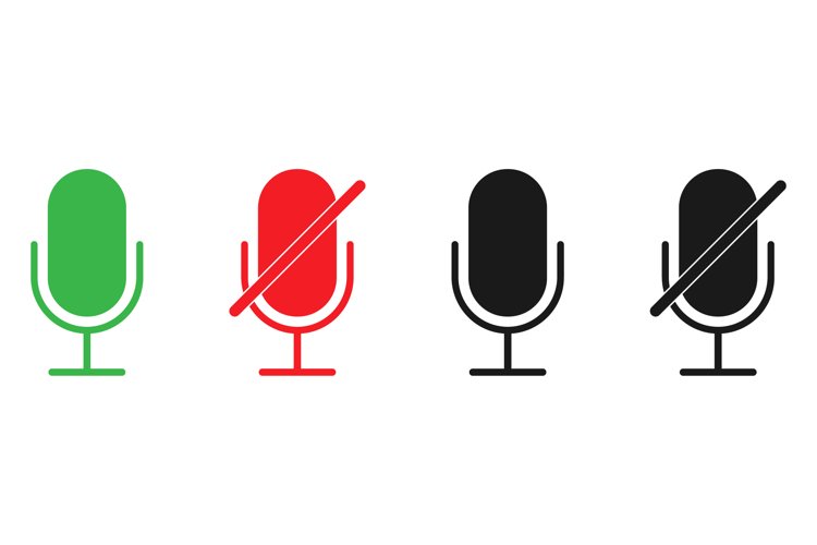 Mic symbol. Red and green microphone icon. Record symbol