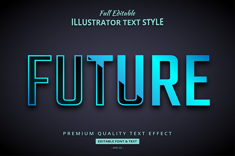 Futuristic Gradient 3D Illustrator Text Style Effect example image 1