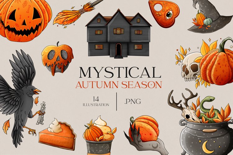 Mystical Autumn Season - Halloween clipart, witch clipart example image 1