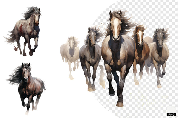 Watercolor Horse PNG example image 1