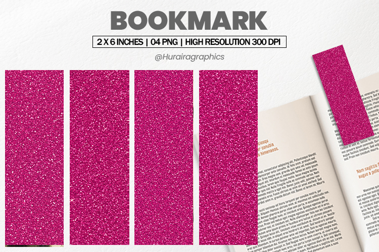 Dark Pink Glitter Bookmarks PNG, Bookmark Sublimation