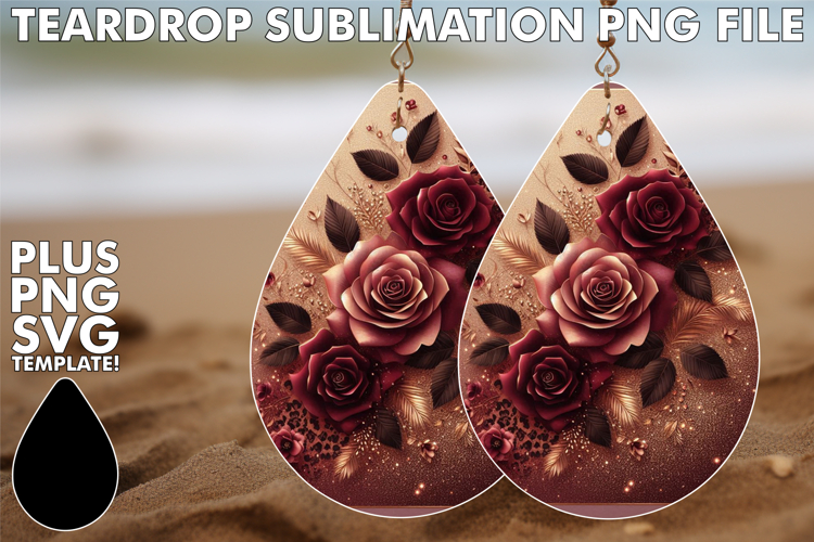 Bold Teardrop Earrings Gift PNG, Leopard Prints