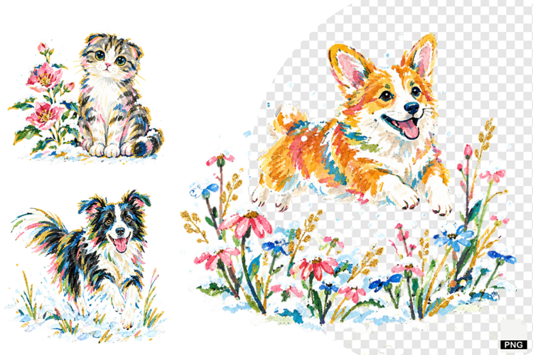 Snowy Meadow Wildflowers Clipart