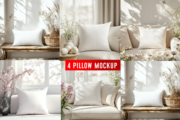 Pillow Mocku |Spring Pillow Mockup | Floral Cushion Mockup