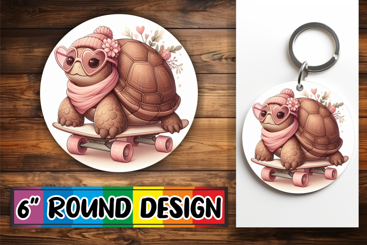 Heartfelt Circle Car Coasters, Turtle