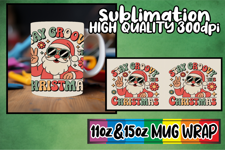 Whimsical evenings 11oz 15oz sublimation wrap, Funny Santa