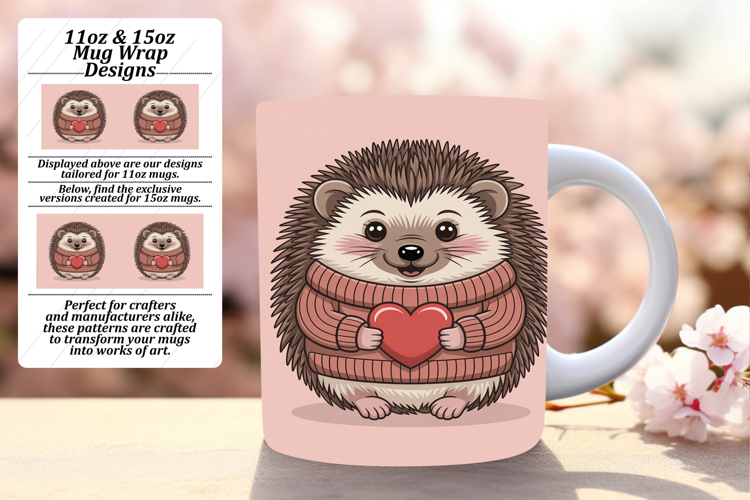 GLAMOROUS 15oz Mug Wrap PNG Design , Valenines Animals