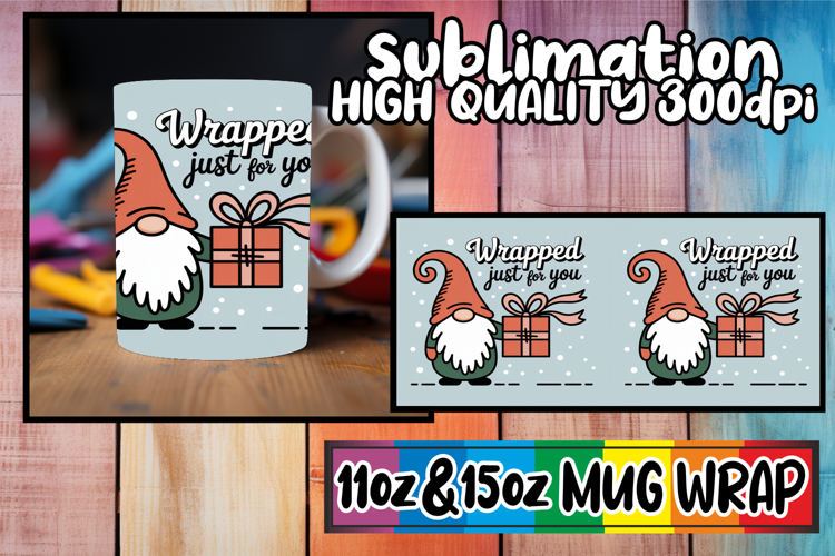 Nostalgic days sublimation print wrap, Holiday Gnome