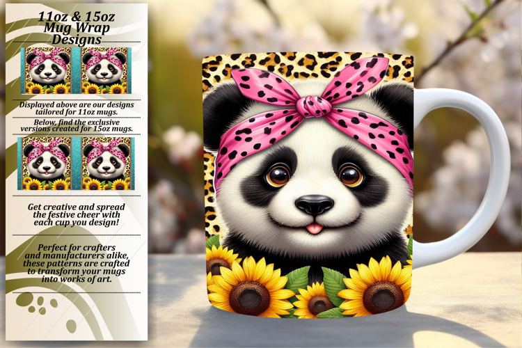 Serene 15oz Mug Wrap Png Template , Cute Animals