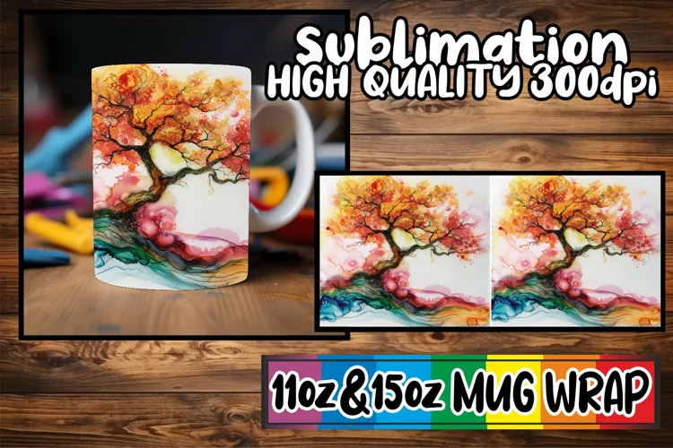 Rainbow Spring Mug Wrap - Sublimation 11oz 15oz