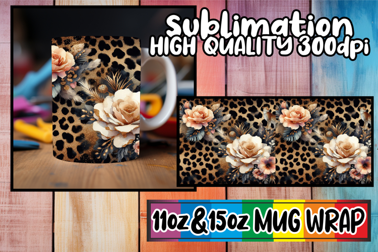 Lively afternoons 11oz 15oz sublimation wrap, Leopard Prints