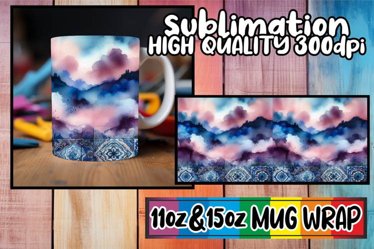 Blissful nights sublimation print wrap, Watercolor Pattern