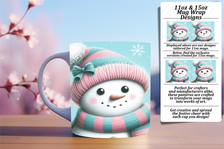 Graceful 11oz Mug Wrap Png Template , Snowman