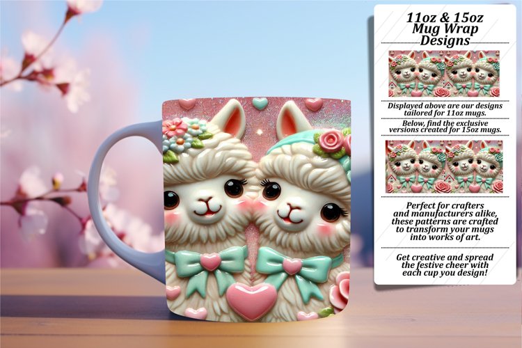 Unique 11oz Mug Wrap Png Artwork , Sweet Animals