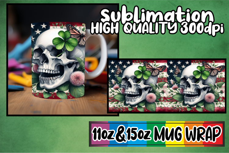 Joyful whispers 11oz 15oz sublimation wrap, Skull USA