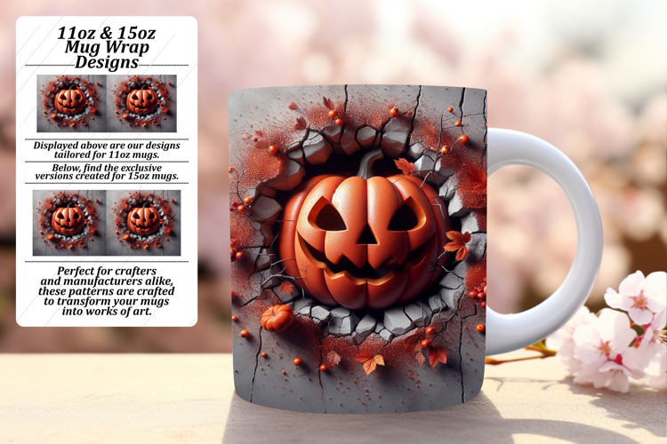 Gorgeous 11oz Mug Wrap Png Artwork , 3D Pumpkin