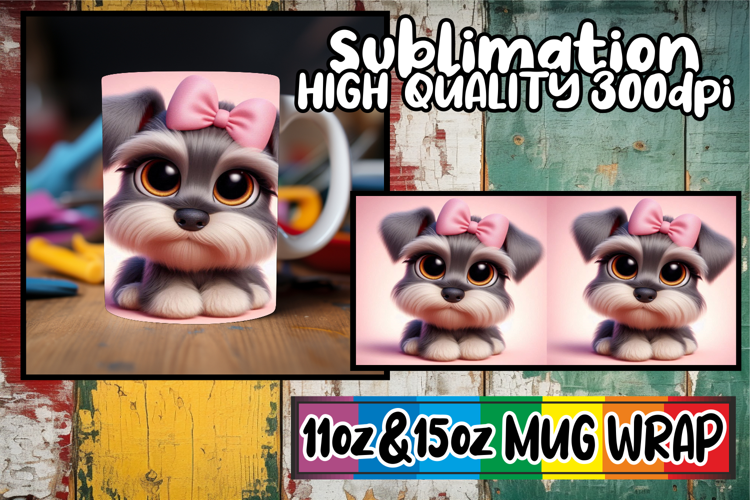 Graceful days sublimation mug wrap, 3D Dog