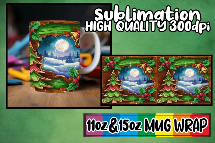 Radiant mornings sublimation mug wrap, Christmas