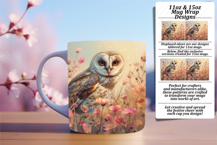 Spring Songbird Owl Mug Sublimation example image 1