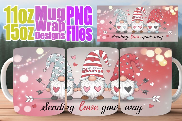 Vibrant colors 11oz 15oz sublimation wrap, Love Gnome example image 1