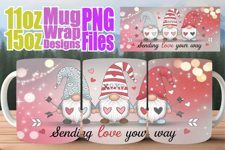 Vibrant colors 11oz 15oz sublimation wrap, Love Gnome