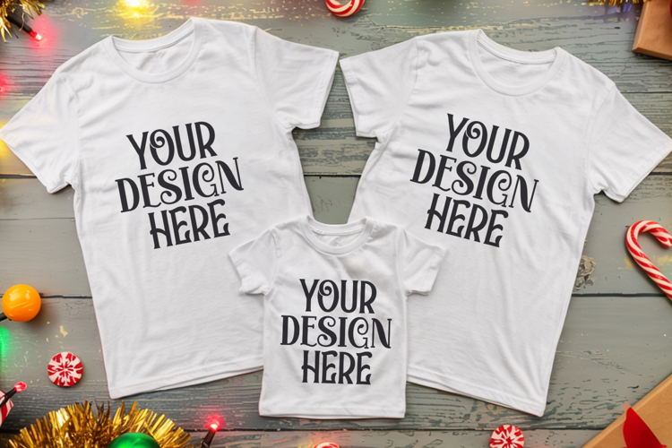 Christmas Family Matching Group Flat Lay Mockup
