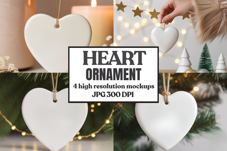 Christmas Love Heart Ornament Mockup | Holiday Hanging