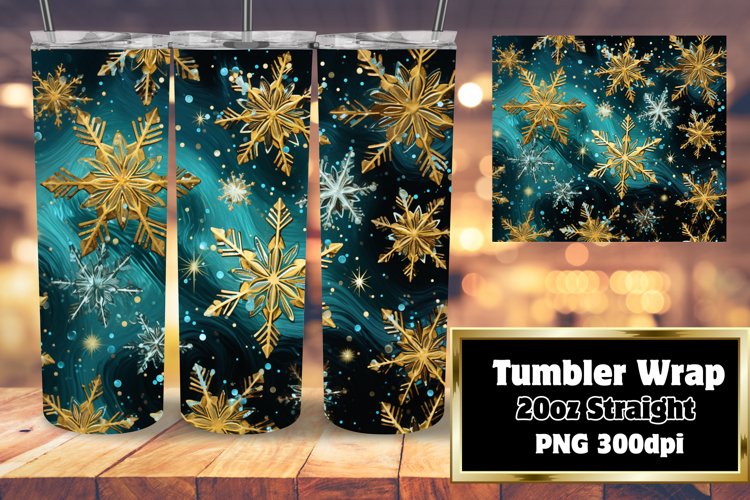 Winter Fantasy 3D Snowflakes Pattern Tumbler 20oz