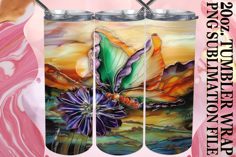 Elegant Glitter Butterfly Wraps for 20oz Tumblers