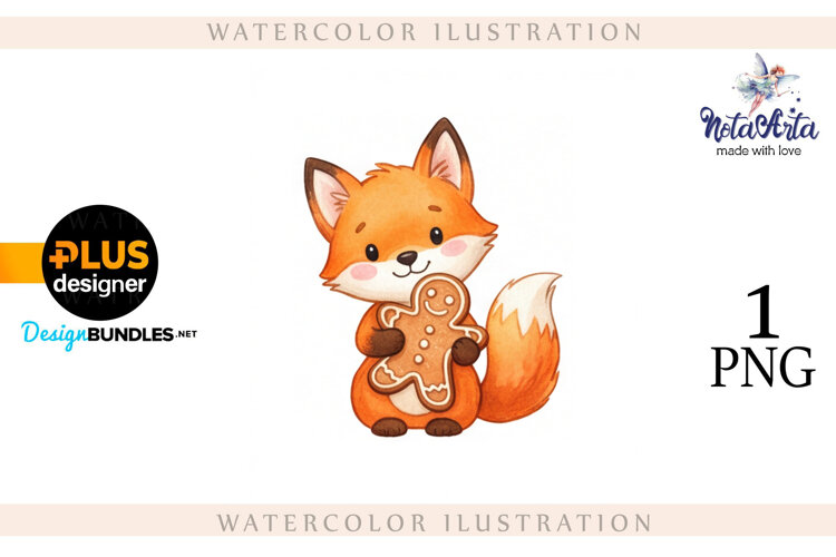 Illustration of a cute Christmas fox example image 1