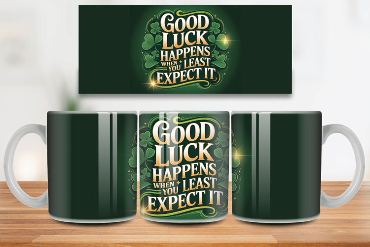 Good Luck Happens When You Least Expect It Mug Wrap PNG Subl