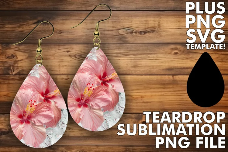 Tranquil Blooms: Floral Teardrop Earrings Sublimation