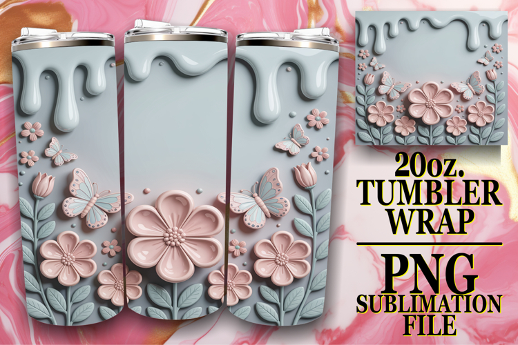 Cheerful Mornings 20oz tumbler wrap, 3D Flowers