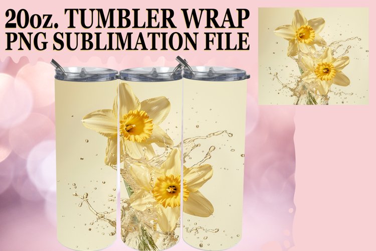 Aqua Bloom: Sublimation Art for 20oz Tumbler example image 1