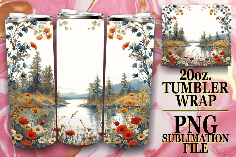 Whimsical Flower Pattern Tumbler Wrap example image 1