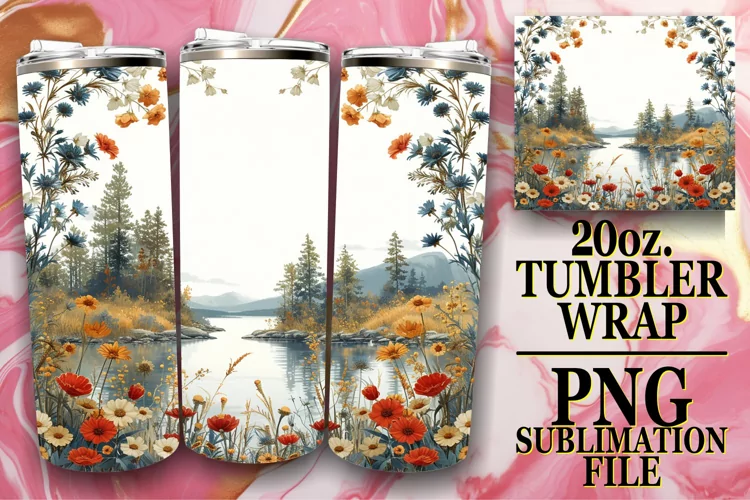Whimsical Flower Pattern Tumbler Wrap