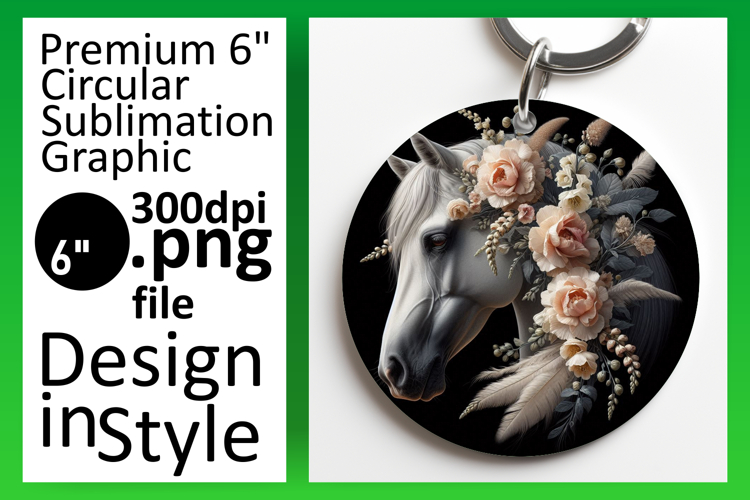 Elegant Keychain Round PNG Artwork , Horse