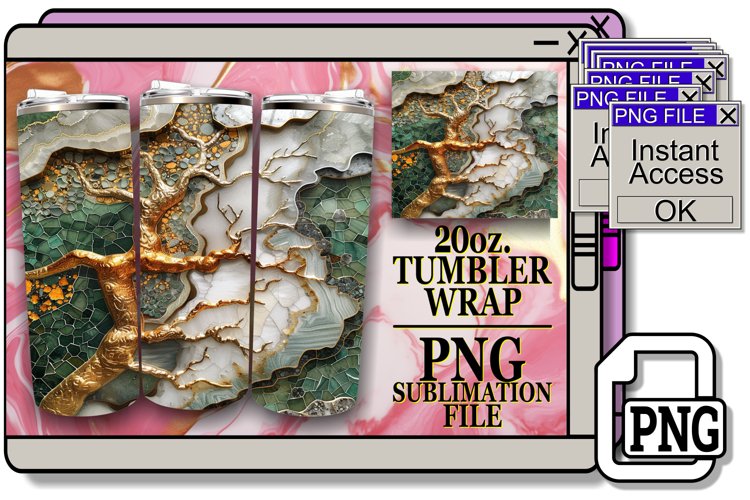 Gilded Glory: Sun-themed Mosaic Tumbler 20oz example image 1